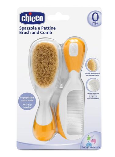 Chicco četka i češalj prirodni, narandžasti