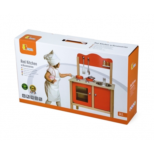 Viga drvena kuhinja crvena 50384