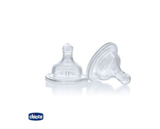Chicco fiziološka duda za bocu, silikonska 3 rupe, 4m+, 2kom