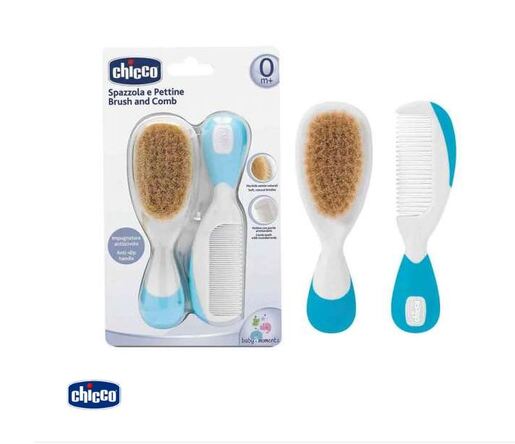 Chicco četka i češalj prirodni, plavi