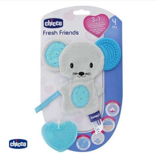 Chicco grickalica za zube 3u1 Fresh Friends, plavi