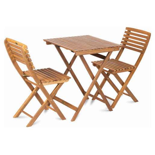Fieldmann balkonska sklopiva garnitura Alice / 1x stol + 2x stolica / drvo