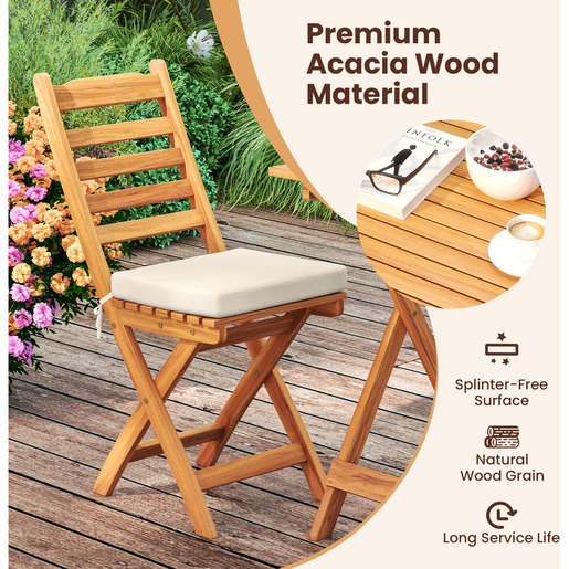 Fieldmann balkonski set Alice – sklopivi, stol + 2 stolice, drvo