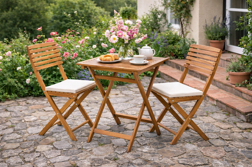 Fieldmann balkonski set Alice – sklopivi, stol + 2 stolice, drvo