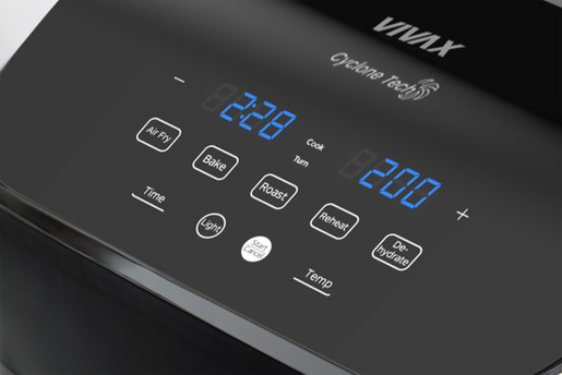 VIVAX friteza DFA-617DB vrući zrak; 1875W; 6.0 lit.; Digitalna, LED zaslon, 5x Predefinisane funkcije, Svjetlo unutar prostora s prozorom