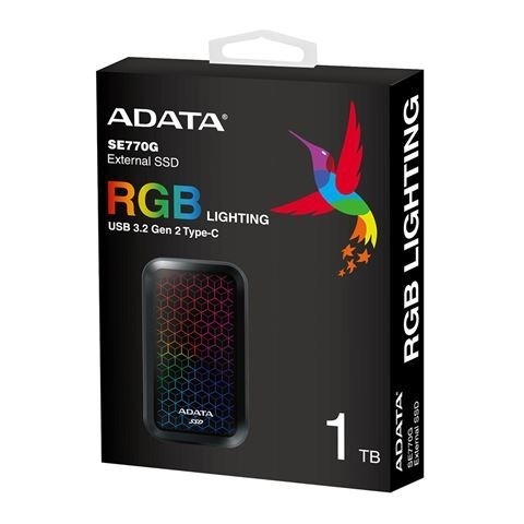 ADATA Eksterni hard disk 512 GB SE770G Black RGB 1TB USB Type C