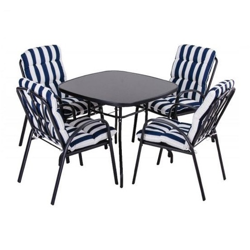 Green Bay vrtna garnitura Veneto – 4 stolice + stol, siva