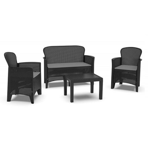 Green Bay vrtna garnitura Jungle / 2x fotelje + dvosjed + stol / siva - 79737