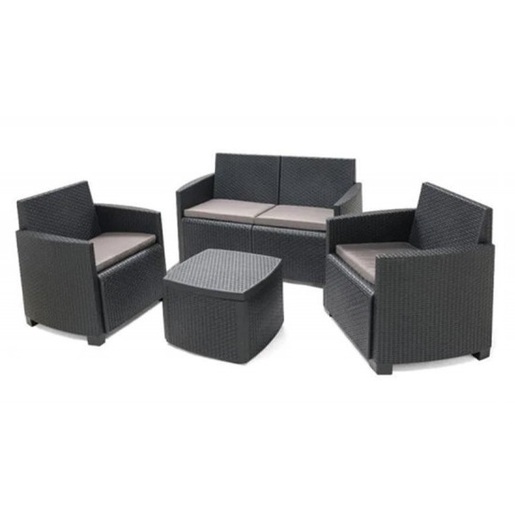 Green Bay vrtna garnitura Etna / 2x fotelja + dvosjed + stol / siva