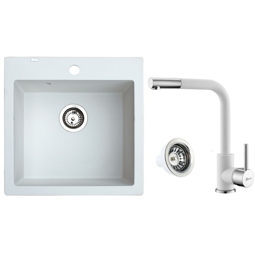 Metalac set sudoper xAtos 50 + česma Lux + sifon gratis / bijela boja