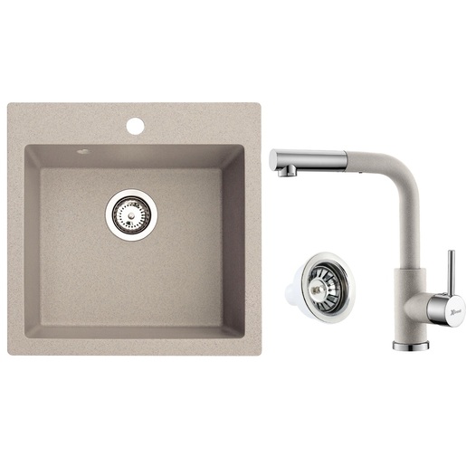 Metalac set sudoper xAtos 50  + česma Lux  + sifon gratis / bež boja