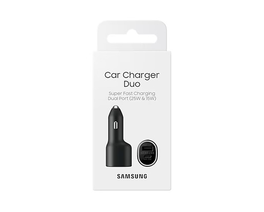 Samsung 40W auto punjač, Duo USB-C + USB-A,  EP-L4020NBEGEU, Crni (max 25W + max 15W, kabel nije uključen)