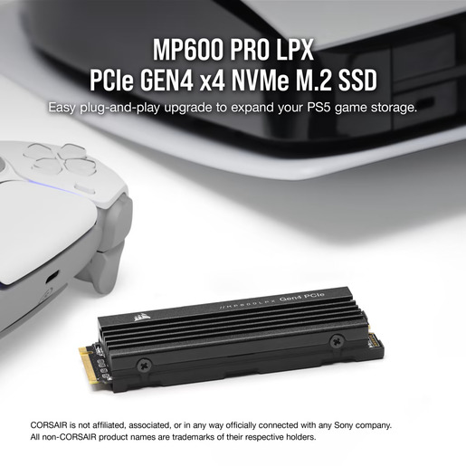 Corsair SSD 1TB M.2. MP600PRO LPX, PCIe Gen4x47,100/6,800MB/s, PS5 compatible
