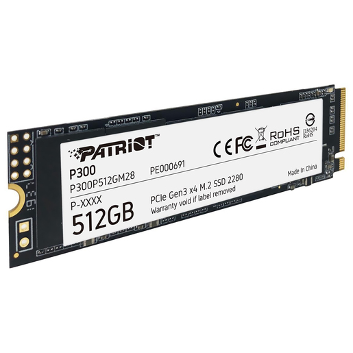 Patriot SSD 512GB M.2;P300 M.2 PCIe Gen 3 x4;up to R/W : 1700/1100MB/s