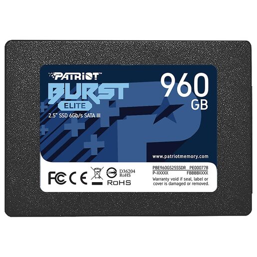 PATRIOT SSD 960GB 2.5"SATA3, Burst Elite up to R/W : 450/320MB/s;