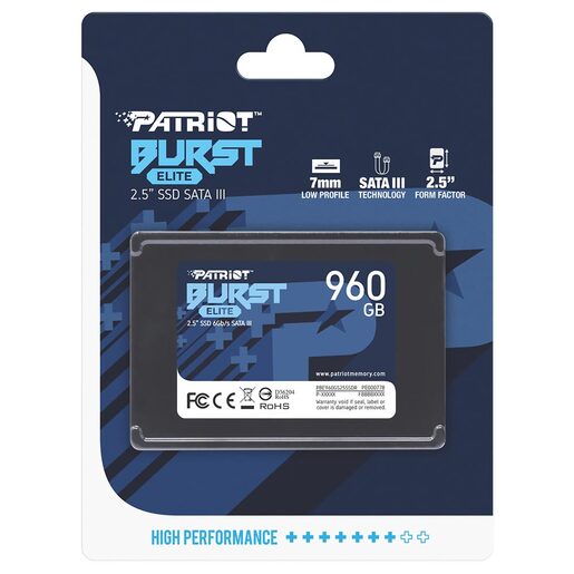 PATRIOT SSD 960GB 2.5"SATA3, Burst Elite up to R/W : 450/320MB/s;