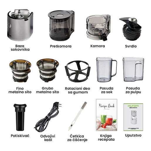 HUROM sokovnik H320N-BES01TG hladno cijeđenje; 50 rpm; Titanium Siva