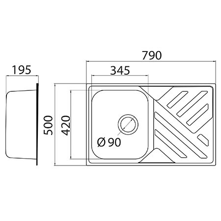 Metalac sudoper Aurora 1D / inox / usadni