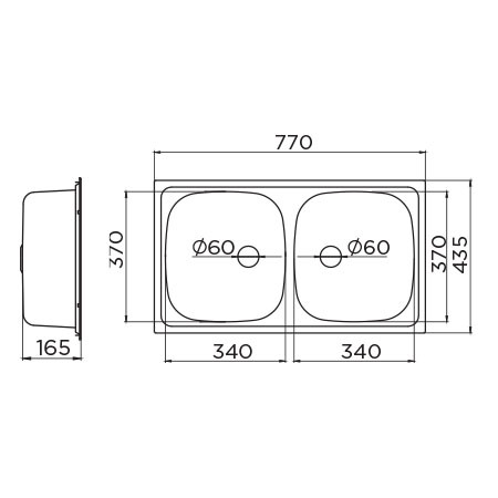 Metalac sudoper Luna Flex 2D Ø60 / inox / usadni