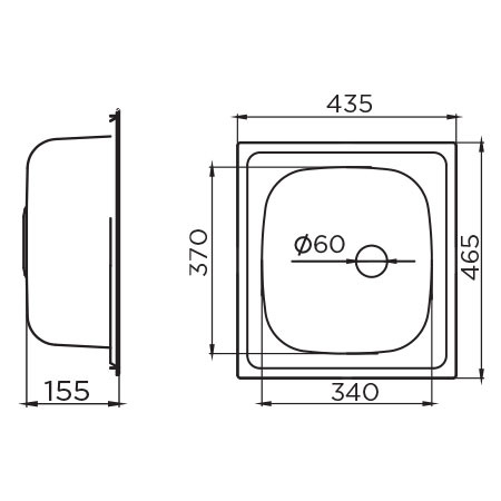 Metalac sudoper Quadro 60 / inox / usadni
