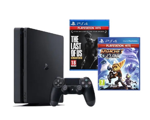 PlayStation 4 500GB F Chassis Black + Ratchet and Clank PS4 HITS + The Last of Us Remastered HITS PS4 (DVIJE IGRE)