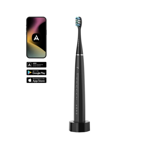 AENO SMART Sonic električna četkica DB2S: crna, 4 moda+8smart, bežično punjenje; 3 glave; putna torbica; 46000 rpm, 90 dana bez punjenja; IPX7