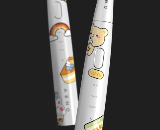 AENO Sonic električna četkica DB7: bijela, 3 moda, 1 glava + 2 kompleta dječjih naljepnica, 30000 rpm, 100 dana bez punjenja; IPX7