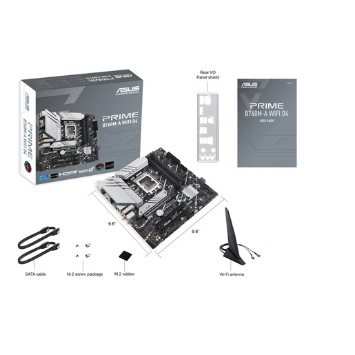 ASUS matična ploča  PRIME B760M-A WIFI D4 LGA1700 mATX MB - Intel B760 4xDIMM DDR4 2xM.2 4xSATA PCIe 4.0 2.5Gb Ethernet WiFi 6 + Bluetooth 1xDisplayPort 2xHDMI with Aura Sync support