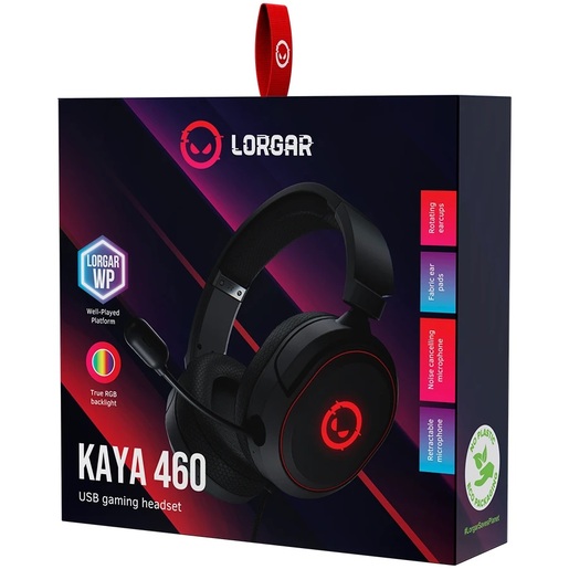 LORGAR gaming slušalice Kaya 460, USB, RGB, crne