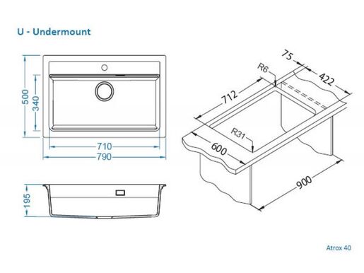 Alveus sudoper Atrox 40 G55 - Beige