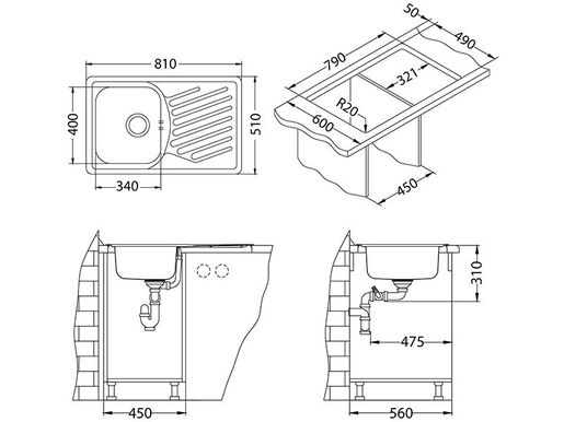Alveus sudoper Elegant 30 - brušeni čelik