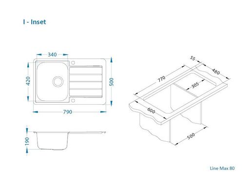 Alveus sudoper Line Max 80 - brušeni čelik