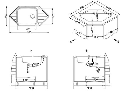 Alveus sudoper PRAKTIK 130 - brušeni čelik