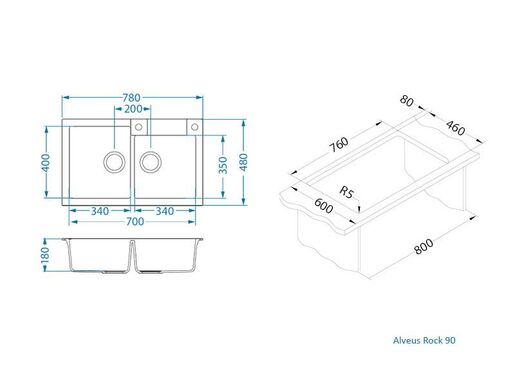 Alveus sudoper Rock 90 G11 - Arctic