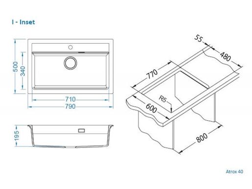 Alveus sudoper Atrox 40 G91 - Carbon