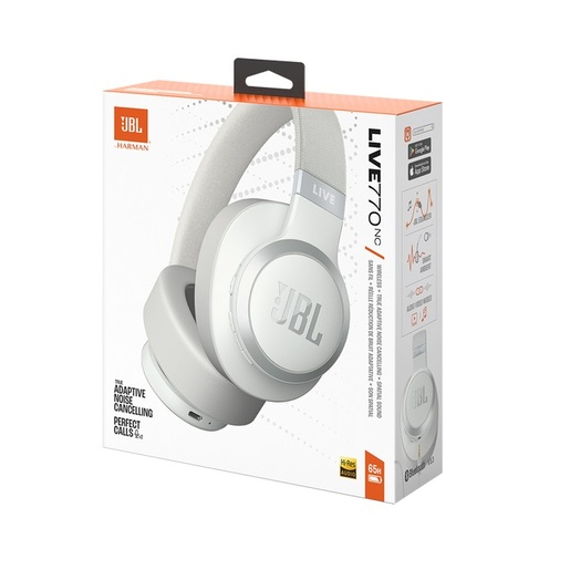 JBL bežične bluetooth slušalice on-ear, LIVE 770 NC WHITE