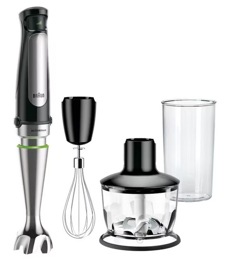 BRAUN štapni mikser MQ 7035X MultiQuick 7 SET, 1000 W, crni - uključuje sjeckalicu, pjenjaču i čašu