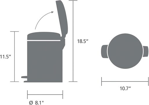 Brabantia Newicon Pedal kanta za smeće 5l, siva 126284, Mineralni premaz