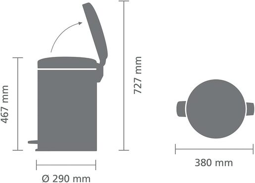 Brabantia Newicon Pedal kanta za smeće 20l, siva 119163, metalizirani premaz