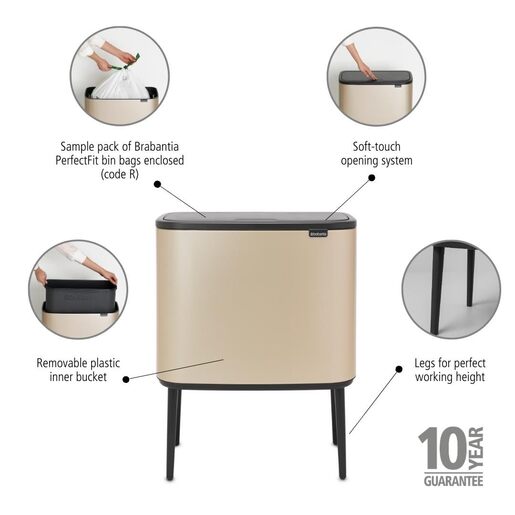 Brabantia BO Touch kanta za smeće 36l, champagne 304583