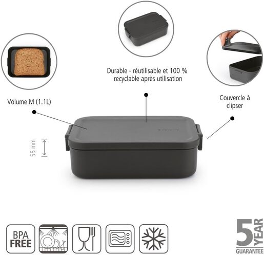 Brabantia Make&Take kutija za hranu To Go, medium tamnosiva/ 202520