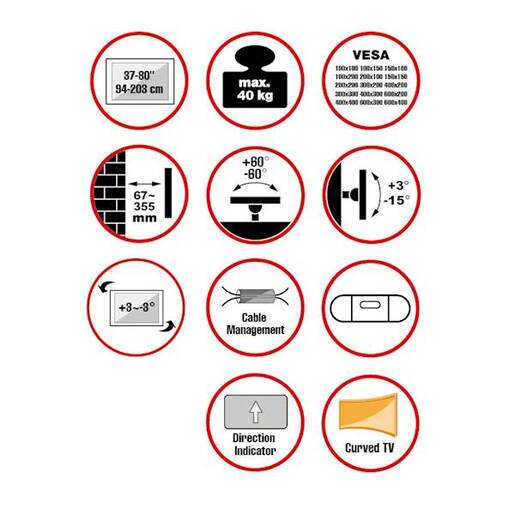 REFLECTA PLEXO Zidni nosač 80-6040T nagib, 37”-80”, VESA 600x400