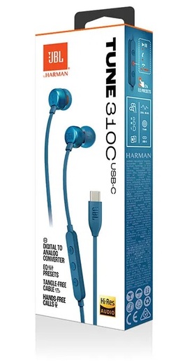 JBL žičane slušalice in-ear, T310C USB BLUE