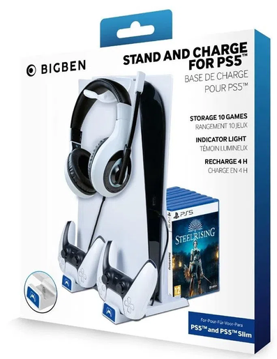 Bigben stalak za PS5 konzolu i punjač za Dualsense kontrolere (PS5 Standard Edition ili PS5 Slim)