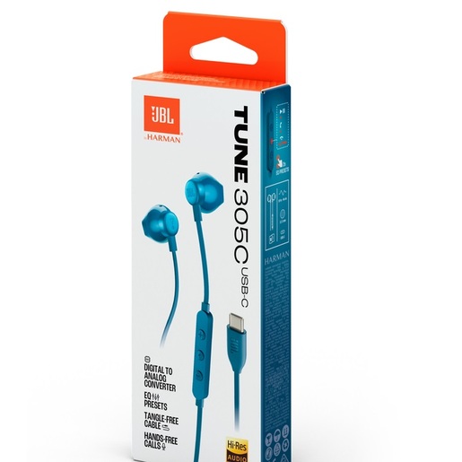JBL žičane slušalice in-ear, T305C BLUE