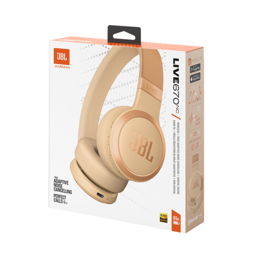 JBL bežične bluetooth slušalice on-ear, LIVE 670 NC SANDSTONE