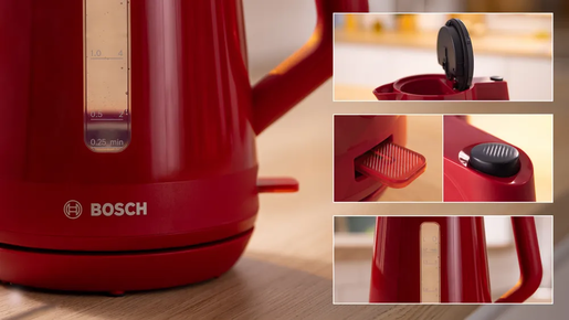 BOSCH kuhalo za vodu TWK1M124 MyMoment 1.7 lit.; 2400 W; Prekriveni grijač; Crvena