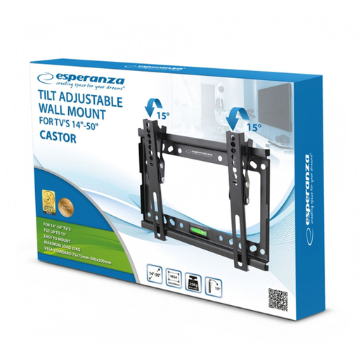 ESPERANZA Zidni nosač CASTOR ERW010 nagib: 14"-50"; VESA 200 x 200; do 25 kg