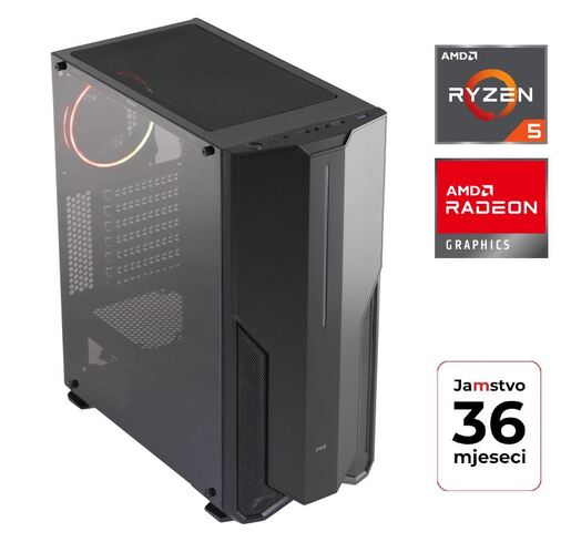 MSGW računar Gamer R5 a102, AMD Ryzen 5 5500, 16GB DDR4 RAM, 1TB M.2 SSD, AMD Radeon RX 7600 8GB GDDR6, FREE DOS