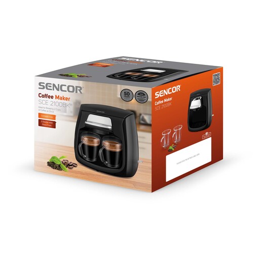 SENCOR aparat za kafu SCE 2101RD crni: 500 W; 0,3 l; kapacitet za 2 šoljice
